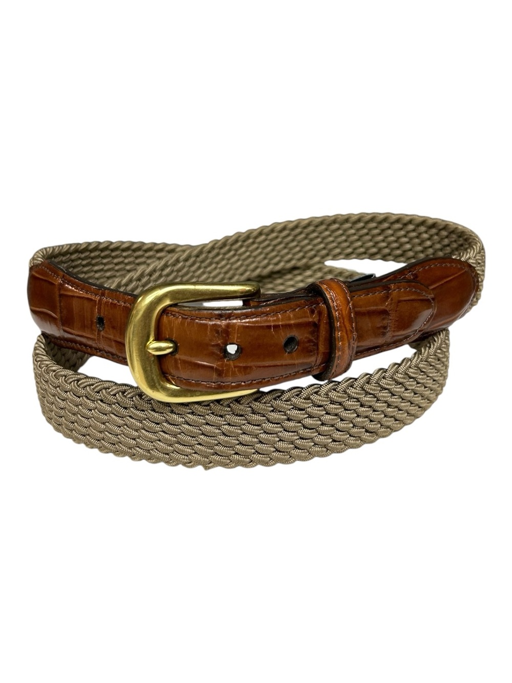 Vintage Brighton Brown Leather Woven Belt Size 40 Men's Belt Woven